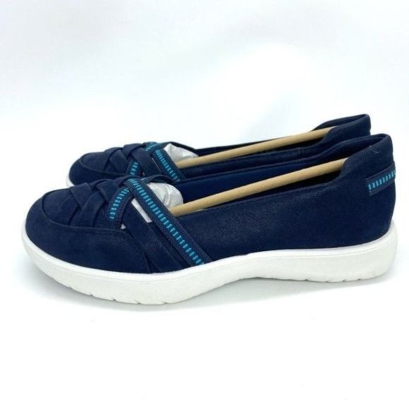 Clarks Cloudsteppers Adella Poppy Slip On Shoes Woven Sneakers New - Picture 7 of 14